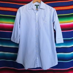 Lauren Ralph Lauren Blue Striped Button Down Shirt